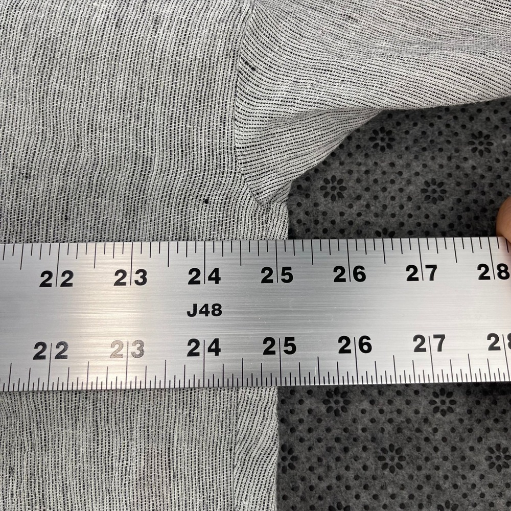 Eileen Fisher 100% Organic Linen Button Down Tunic Shirt Grey White M Oversized - Picture 7 of 9
